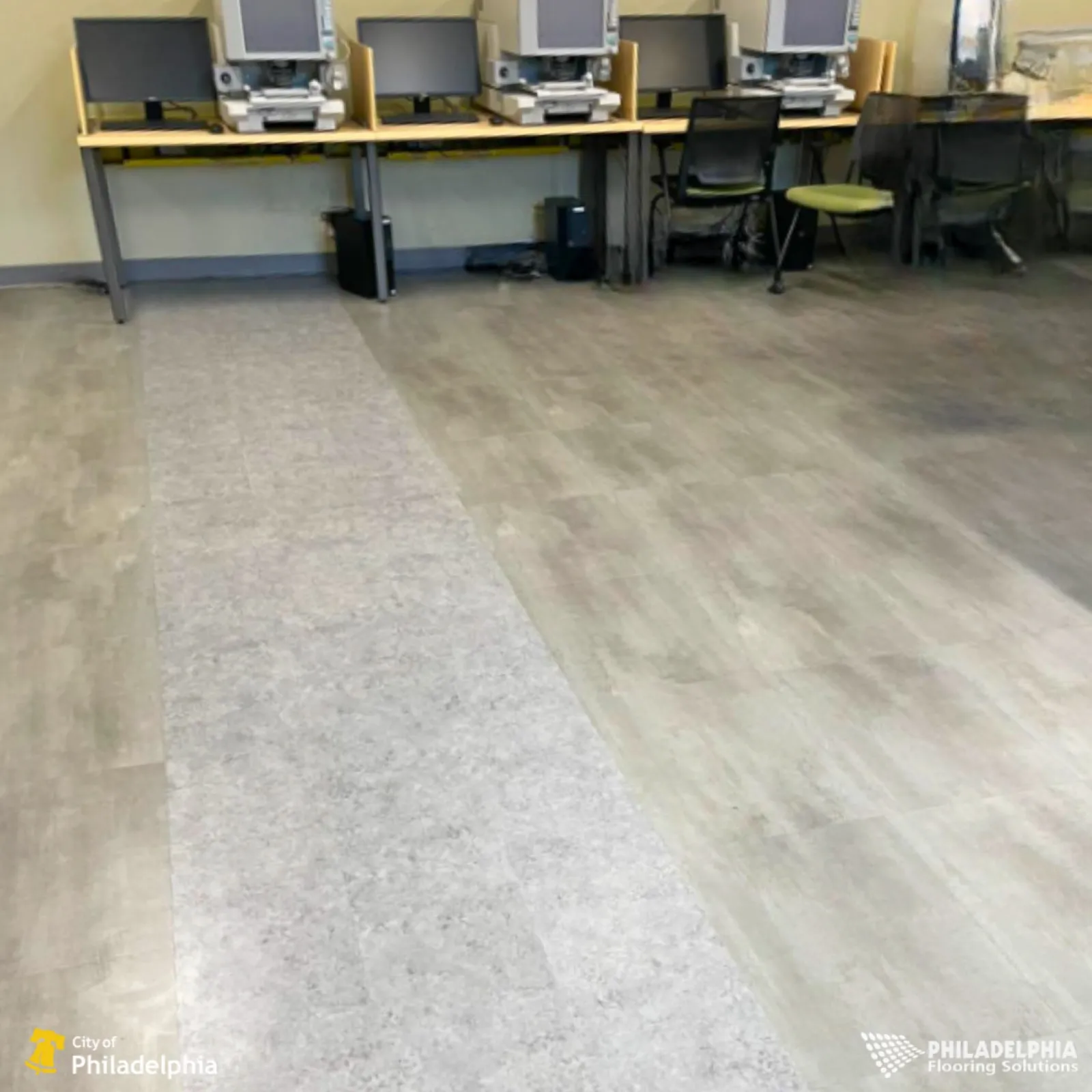 Flooring installed for Philadelphia City Archives.